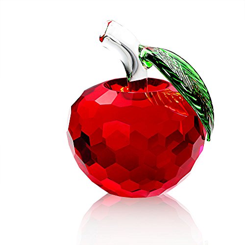 Duosuny Crystal Apple Paperweight, 60Mm Art Glass Apple Collectible Figurines Best For Lucky Christmas Eve Gifts/Great Wedding Decor Gifts (Red) #TOP10