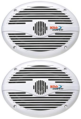 BOSS Audio Systems MR690 6x9 Inch Marine Speakers - 350 Watts Per Pair, Coaxial, 2 Way, Full Range, 4 Ohms, Weatherproof