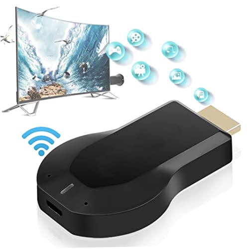 Dispositivo de Pantalla inalámbrica WiFi HDMI Pantalla Adaptador de Espejo para Android/Windows/Miracast/To TV/Projector/Monitor- Black