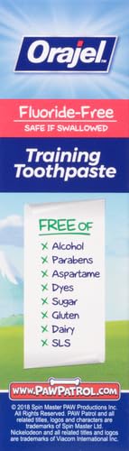 Miniatura 17 de Orajel Pasta de dientes de entrenamiento sin flúor de Paw Patrol para niños, sabor natural y divertido afrutado, #1 recomendado por pediatras, tubo