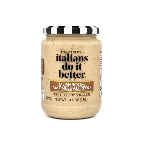 Italians Do It Better Mushroom Alfredo Sauce - Creamy Italian Alfredo with Champignon & Porcini Mushrooms, Olive Oil & Herbs - No Sugar Added, Non-GMO, Gluten Free - Imported from Italy - 13.4oz Jar