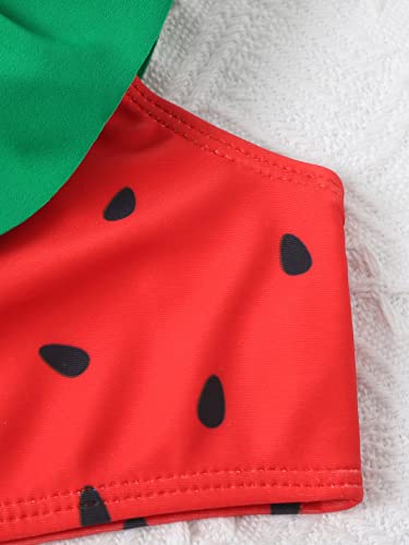 WDIRARA Toddler Girl's Watermelon Print Ruffle Trim Bikini Swimsuit Two Piece Bathing Suits3