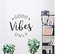 Good Vibes Only Wall Decal | Large Wall Sticker | Motivational Wall Quote for Home Decor | Uplifting Inspirational Vinyl Wall Art | Perfect for Living Room Nursery Office Window Glass or Walls(Black)