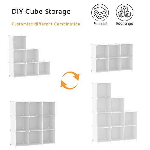 Image of AWTATOS Cube Storage Organizer, Storage Cubes Shelves Bookshelf, 6 Cube Closet Organizers and Storage, DIY Stackable Plastic Clothes Organizer Shelving for Bedroom, Home, White