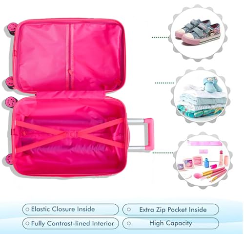 Image of ADSON Abs Kids Trolley 360 Rotating Luggage 360 Degree Wheels Princess Non-Breakable 20 Inch Kids Hardsided Suitcase with 4 Wheels, 360 Degree Wheel Travel Trolley Bag (Pink Rainbow Unicorn)