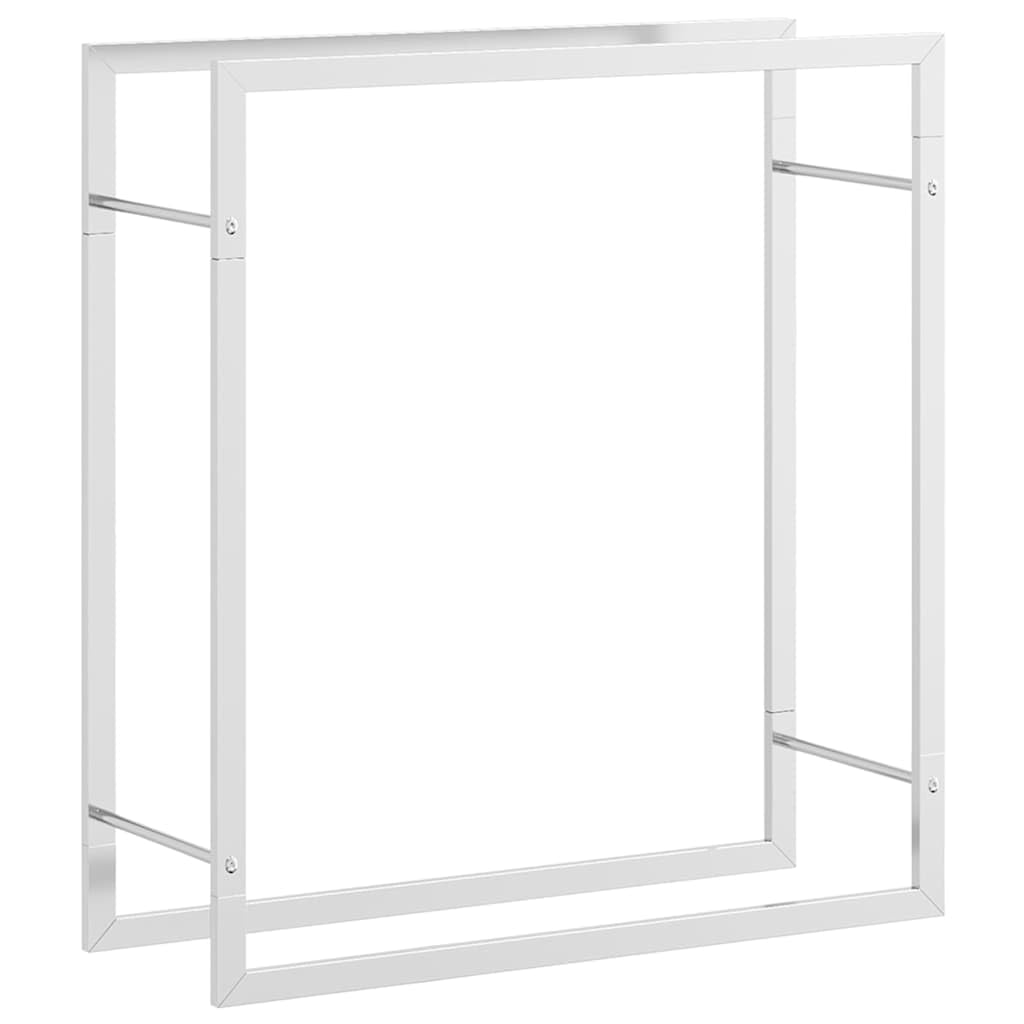 Regał na drewno ze stali nierdzewnej, 80 x 28 x 86 cm, solidny stojak do przechowywania drewna na zewnątrz, metalowy pomoc w układaniu w stos do kominka i ogrodu, odporny na korozję i trwały.