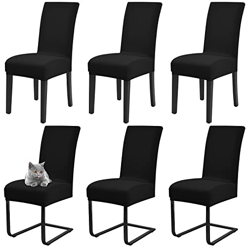 Pesonlook Housse de Chaise, Housse de Chaise Extensible 6 Pièces,Housses de siège en Spandex pour Salle à Manger, Housses Amovibles et lavables pour hôtel,Restaurant(Noir)