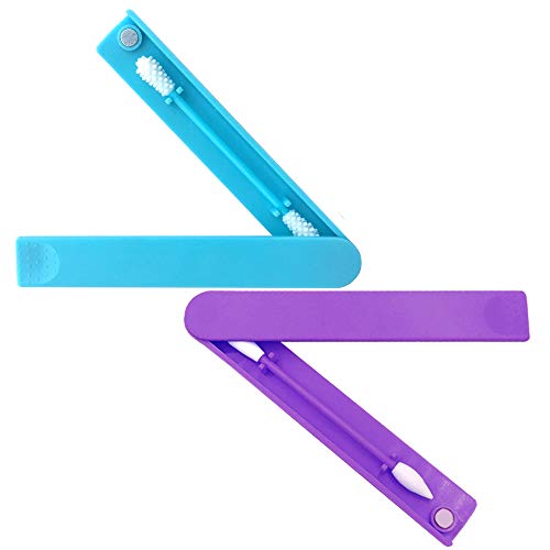 Hokeea Reusable Cotton Swabs with Portable Dust-Proof Case Last Swab for Ear Cleaning and Makeup Personal Skin Care Silicone Q-tip 2pack(Blue+Purple)