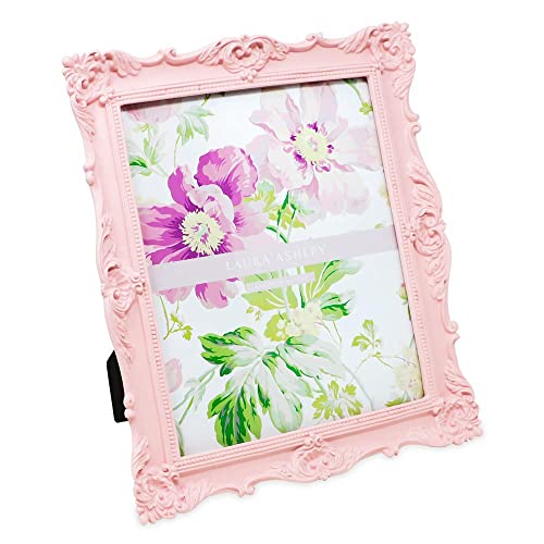Laura Ashley 8X10 Pink Ornate Textured Hand-Crafted Resin Picture Frame With Easel & Hook For Tabletop & Wall Display, Decorative Floral Design Home Décor, Photo Gallery, Art, More (8X10, Pink) #TOP2