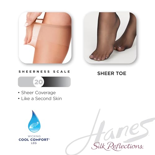 Hanes Silk Reflections Women's Sheer Toe Silky Sheer Knee-High Stockings3
