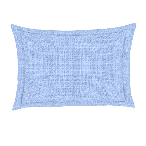 Image of Spaces Atrium 144 TC 100% Cotton Single Bedsheet with 1 Pillow Cover (Geometric, 60 inch X 88 inch Inches) - Serenity, Blue