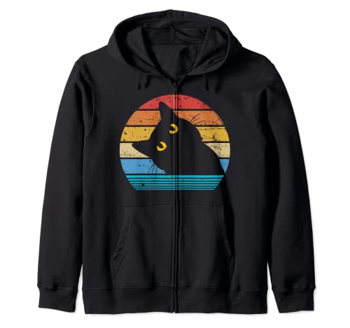 Amante retro del gato negro estilo vintage gata linda gatito Sudadera con Capucha Cover