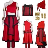 Hauioe Katara Red Costume Outfit Red Suit Full Set Halloween For Women