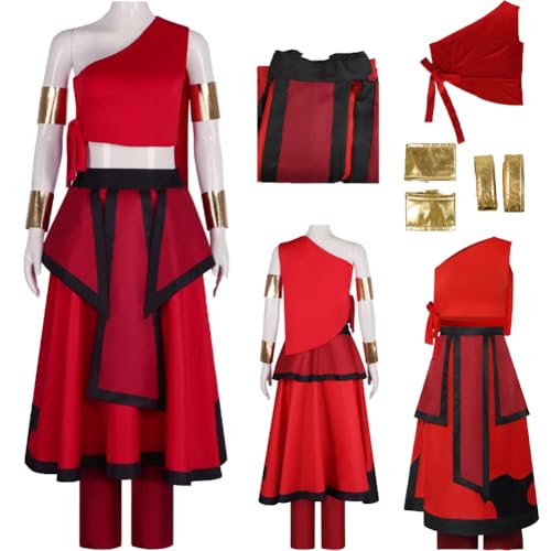 Hauioe Katara Red Costume Outfit Red Suit Full Set Halloween For Women