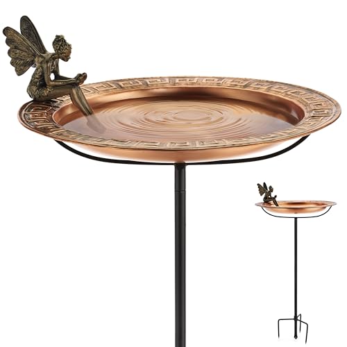 Good Directions 18' Copper Bird Bath with Greek Design with Fairy