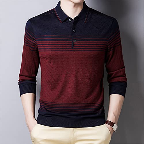 Pull décontracté homme en tricot rouge à col rabattable taille XL