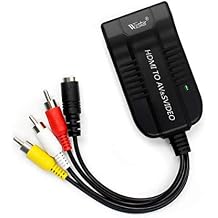 Wiistar HDMI to Male AV CVBS S-Video Converter Adapter HDMI to Male 3RCA Composite R/L S Video 1080P Video Converter Box with AV Svideo Cable