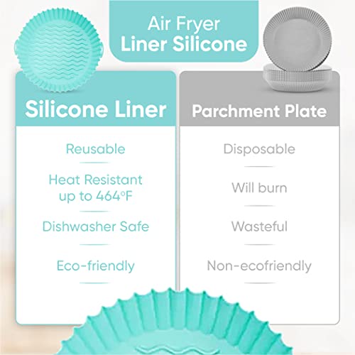 Image of Silicone Air Fryer Liners, 2Pcs 8.5 inch Reusable Non-Stick Air Fryer Basket Oven Accessories