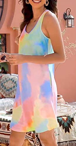 Image of LuckyMore Womens Casual Scoop Neck Sleeveless Racerback Tunic Dress with Pockets