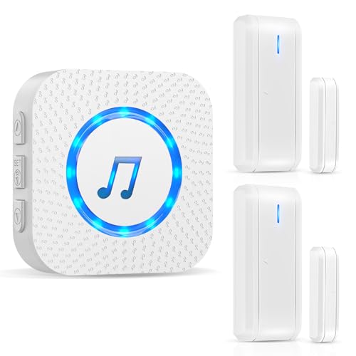 Door Alarm Sensor ChunHee Wireless Door Sensor Chime When Door Opens,Door Entry Alarm Chime for Business/Home/Kids,150M Range,5 Adjustable Volume Door Ringer Alert 2 Sensors + 1 Receiver