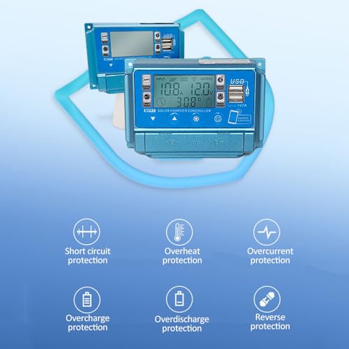 Miniatura 5 de Mulcort Controlador De Carga Solar Wifi Bt 30a Regulador De Carga Mppt 12v 24v 36v 48v 60v Pantalla Lcd Doble Regulador De Salida Usb 5v App Control Remoto Regulador De Carga Solar