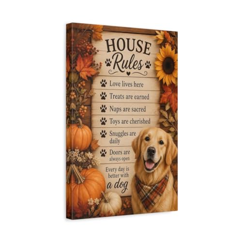 Art mural golden retriever automne portrait de chien pour salon cocooning