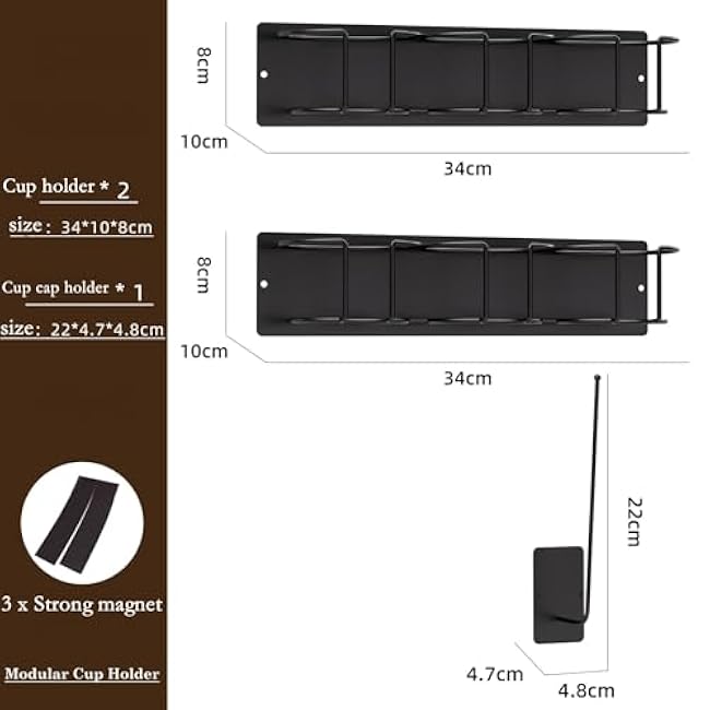 Magnetic Cup Holder for Stanley Cups,Magnetic Stanley Cup Holder,Durable Home Organizer for Stanley 40oz Tumblers,Features a Powerful Magnetic for refrigerators-2 Cup Holders+1 Cup lid Holder