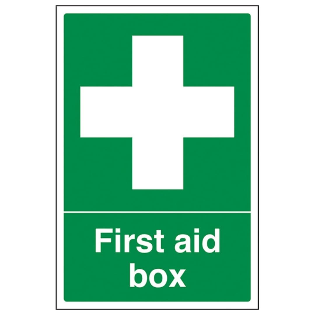 V Safety First Aid Box - Portrait 200 x 300 mm - 2mm Super-Tough Rigid Plastic Safety Sign
