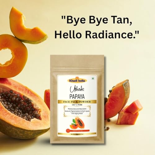 Image of Khadi Papaya Face Pack Powder 100g | For Dark Sports, Pigmentation & Anti Aging | Glowing & Brightening | Pure, Natural & Ayurvedic | Removes Durt & Impurities | Face Pack for Men & Women