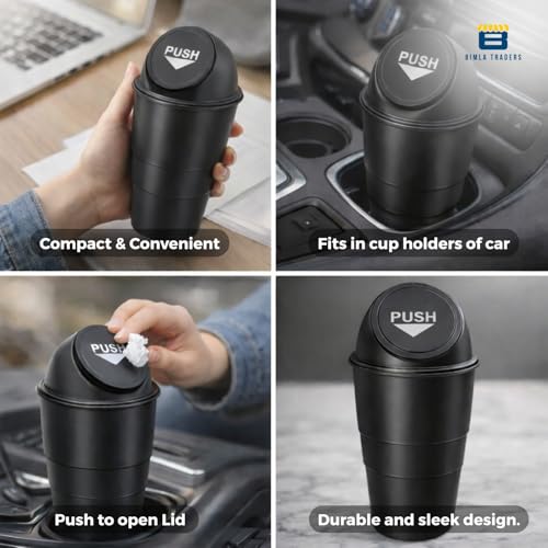 Image of Btag Portable Mini Trash Bin for Car, Office, Home & Travel | Compact Garbage Organizer for Vehicle, Desk, Table & Kitchen | Car Accessories | Pack of 2| Black