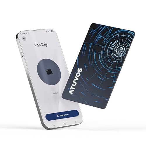 ATUVOS Air Tag Ultra-Thin Wallet Tracker for Android & iOS, Dual System Rechargeable Bluetooth Card Works with Google Find Hub or Apple Find My APP, Item Finder Locator for Luggage, Suitcase,1 Pack