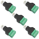 Jienk 5Pcs RJ11 Male to 6 Pins Screw Terminal Block Adapter for Cat3 Telephone Handset Cords Extender, RJ12 6P6C Modular Connector