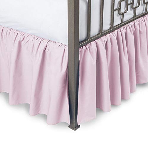 Pink Ruffled Bed Skirt Split Corners King Size 12 Inch Drop with Platform Three Sided Coverage with 820 Thread Count Egyptian Cotton Ruffled Gatherd