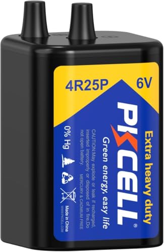 PKCELL 6 Volt Lantern Battery 6V 4R25 Flashlight Battery with Spring Terminals Heavy Duty Square Batteries with Long-Lasting Power for Lantern Emergency Light Deer Game Feeder Fencing 1 Count
