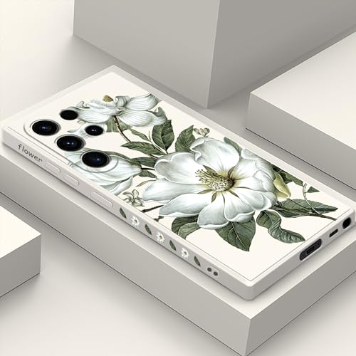 Coque Samsung S23 Ultra en silicone fin motif coton blanc 6.8"