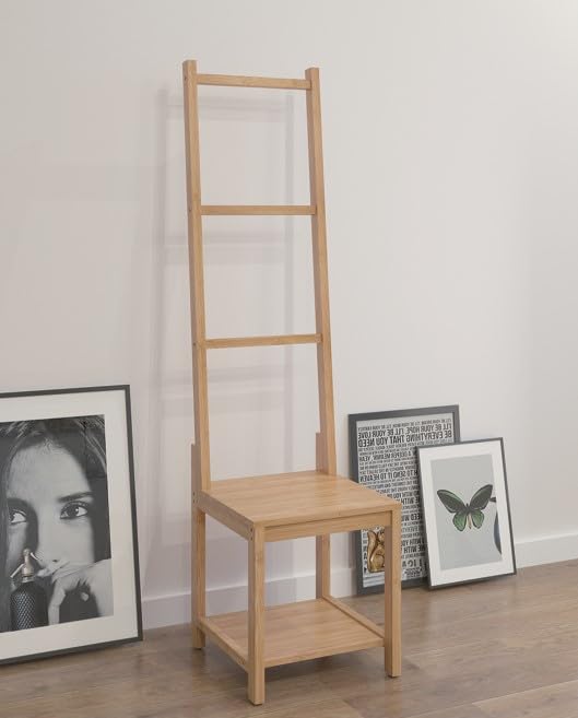 Générique Chaise Porte-Serviettes en Bois, Meuble de Rangement pour Salle de Bain, 140 cm x 44 cm x 39 cm