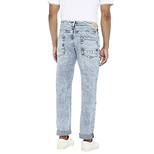 Image of Everblue Men Solid Stretchable Blue Comfort Slim Heavy Fade Midrise Jeans