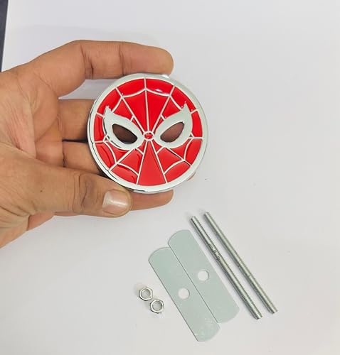Image of Emblems for Car & Bike Metal Lo.go and Grill Me.tal Lo.go, Auto Accessories for Car Emblem 3D Badge Auto Racing Sport Sticker Grand Tourer Decal. (Chrome RED Spiderman Grill Logo)