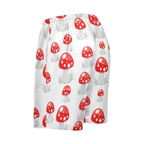Red White Mushroom Pajama Shorts for Men Lounge Pants Pjs Bottoms Lounge Sleep Shorts Mens Pajama Shorts with Pockets, S-XXL3