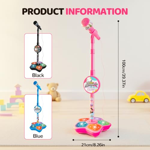 Image of 2026 New Microphone with Stand, Portable Karaoke Built-in Music, Colorful Lights, Echo Effects for Singing, Music Play, Fun and Easy-to-Use (Black)