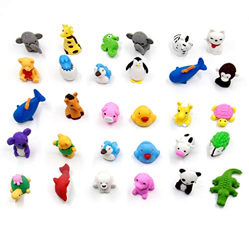 Gomas de Borrar Animal 30PCS Al Azar Juguete Desmontable Mini Lápiz de Goma Conjunto de Borrador para Niños Regalo fiesta de cumpleaños Navidad oficina Escuela Papeleria Suministros Cover