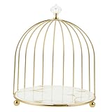 BESTYASH Gold Birdcage Cake Stand with White Pattern Metal Dessert Display Tray Gold Finish Centerpiece for Wedding Birthday Shower and Afternoon Tea Celebrations