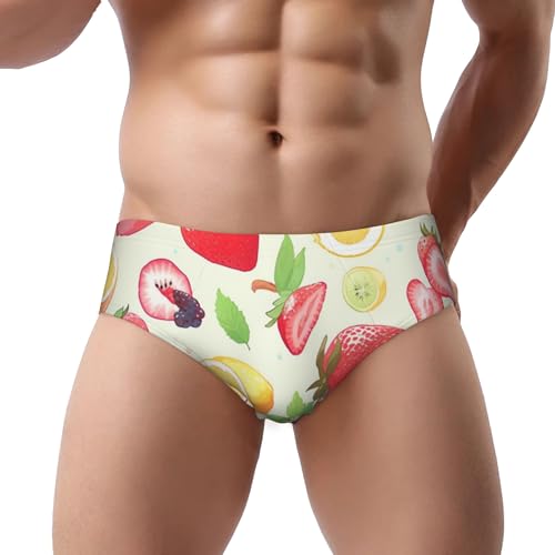 Men's 3 Pack Triangle Briefs Fruit Printed Underwear Soft Breathable Comfortable U Pouch Briefs2