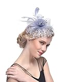 ITODA Fascinator Damen Feder Haarschmuck Hut Mesh Schleier Haarschmuck mit Haarklammer Stirnband Vintage Haarreif Elegant Damenhut Blumen Partyhut Kirche Brautparty Hochzeit Cocktail Beerdigung