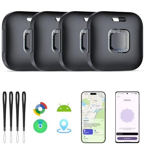Image of Hoxe Air Tracker Tags-4 Pack for iOS & Android, Smart Tag for Key, Bag, Pet