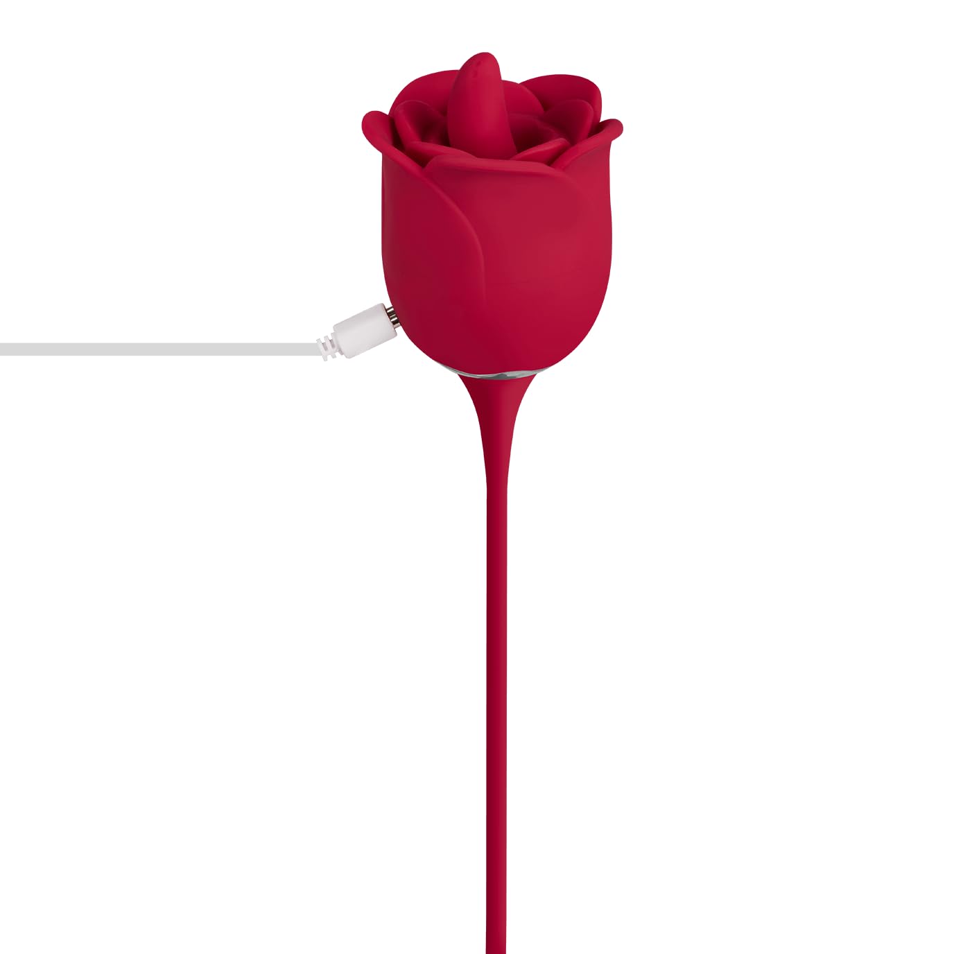 EIS, vibratore, vibratore da appoggio, mini vibratore, vibratore da appoggio a forma di rosa - 2 in 1, 39,8 cm, impermeabile, ricaricabile, silicone delicato sulla pelle