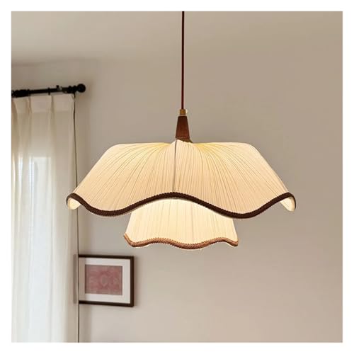 Lampe suspendue LED tissu ondulé LWX au design crémeux et finitions haut de gamme