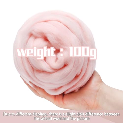 image for JUPEAN 3.53oz Wool Roving Needle Felting Wool Pure Wool, Chunky Yarn, 