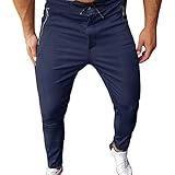 JEsilunmaMY Drawstring Slacks for Men Elastic Waist Athletic Jogger Sweatpants Workout Track Lounge Pants with Zip Pockets (Dark Blue,Large)