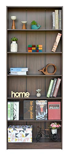 Image of DeckUp Muvo 6-Shelf Engineered Book Shelf and Display Unit (Walnut, Matte Finish)